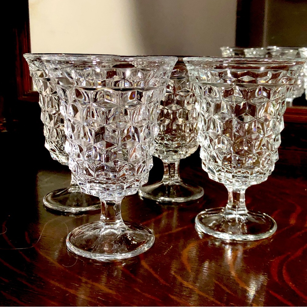 Four Fostoria American Clear Low Goblets-9oz Pattern 2056